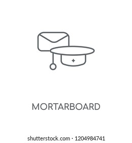 Mortarboard linear icon. Mortarboard concept stroke symbol design. Thin graphic elements vector illustration, outline pattern on a white background, eps 10.