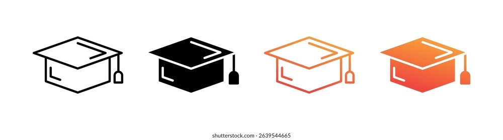 Mortarboard Multi Style Icon Set Vector