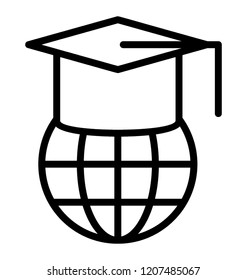 A mortarboard over globe depicting elearning concept 