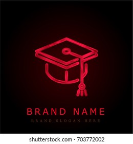 Mortarboard red chromium metallic logo