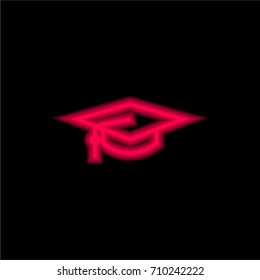 Mortarboard red glowing neon ui ux icon. Glowing sign logo vector