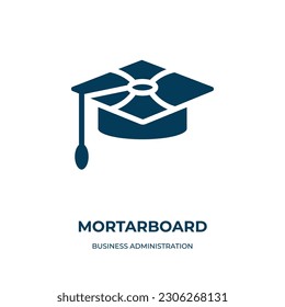 mortarboard vector icon. mortarboard, cap, graduate filled icons from flat business administration concept. Isolated black glyph icon, vector illustration symbol element for web design and mobile apps