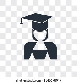 Mortarboard vector icon isolated on transparent background, Mortarboard logo concept