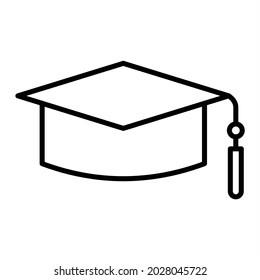 Mortarboard  Vector Outline Icon Isolated On White Background
