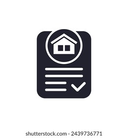 mortgage application icon, approved house loan pictogram on white