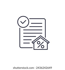 mortgage application line icon, house loan approval