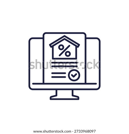 mortgage application line icon, house loan approval online