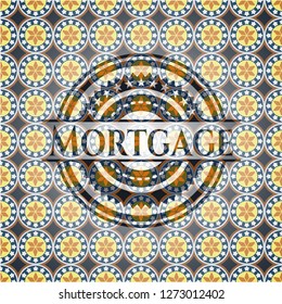 Mortgage arabesque style badge. arabic decoration.