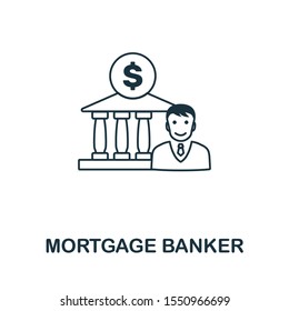 Mortgage Banker icon outline style. Thin line creative Mortgage Banker icon for logo, graphic design and more.