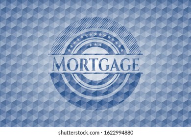 Mortgage blue hexagon badge. Vector Illustration. Detailed.
