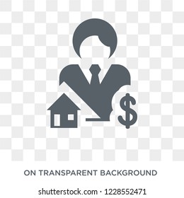 Mortgage broker icon. Trendy flat vector Mortgage broker icon on transparent background from Business  collection. 