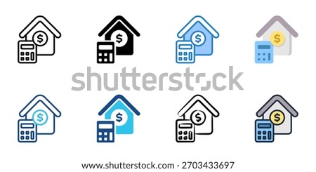 Mortgage calculator icon set multiple style collection 
