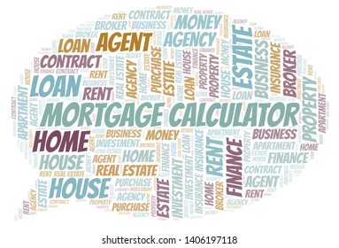 Mortgage Calculator word cloud. Wordcloud made with text only.