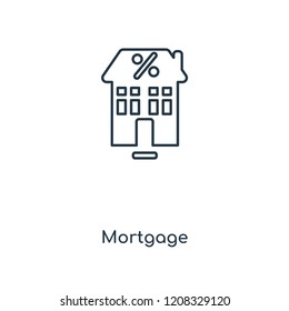 Mortgage concept line icon. Linear Mortgage concept outline symbol design. This simple element illustration can be used for web and mobile UI/UX.