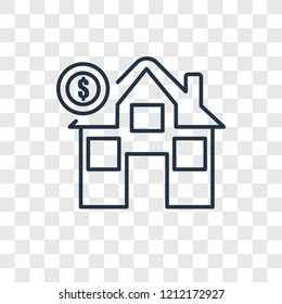 Mortgage concept vector linear icon isolated on transparent background, Mortgage concept transparency concept in outline style