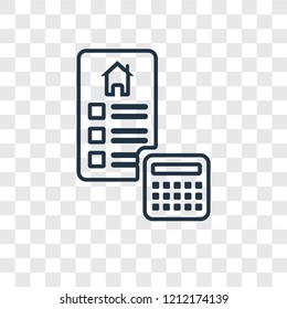Mortgage concept vector linear icon isolated on transparent background, Mortgage concept transparency concept in outline style