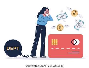 La carga de la deuda hipotecaria es un concepto aislado endeudado. Ilustración gráfica del diseño del vector
