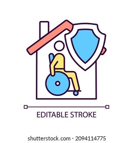 Mortgage disability insurance RGB color icon. Mortgage payment. Healthcare insurance program policy. Isolated vector illustration. Simple filled line drawing. Editable stroke. Arial font used