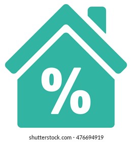 Mortgage Discount icon. Vector style is flat iconic symbol, cyan color, white background.