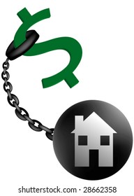 Mortgage / financial Crisis Vector.Concept for Home held prisoner by Mortgage.