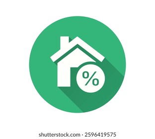 Mortgage flat icon. Simple illustration with long shadow for graphic and web design.