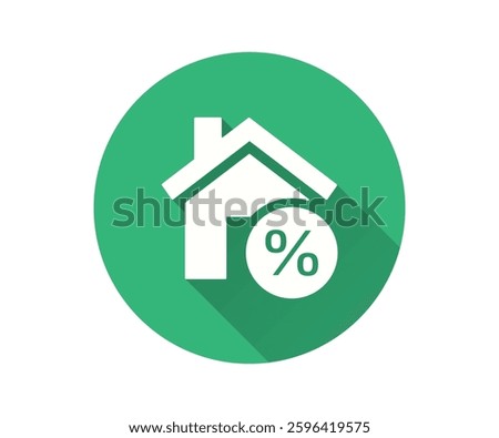 Mortgage flat icon. Simple illustration with long shadow for graphic and web design.