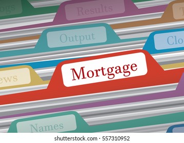 Mortgage folder in file folders personal finance, vector illustration