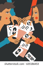 Mortgage as a gamble. Vector flat illustrations for business