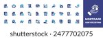 Mortgage icon collection. Duotone color. Vector illustration. Containing insurance, mortgage, housedeeds, discount, legaldocument, contract, loan, house, home, deed.