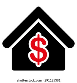 Mortgage icon from Commerce Set. Vector style: bicolor flat symbol, intensive red and black colors, rounded angles, white background.
