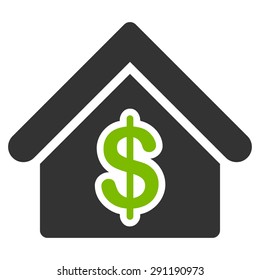 Mortgage icon from Commerce Set. Vector style: bicolor flat symbol, eco green and gray colors, rounded angles, white background.