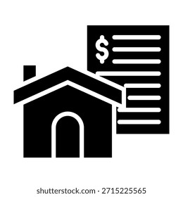 Ilustración vectorial de diseño de glifo de icono hipotecario