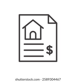 mortgage icon isolated stroke in black color