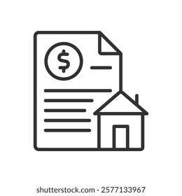 Mortgage, icon in line design. Mortgage, loan, real estate, house, property, finance, homeownership on white background vector. Mortgage editable stroke icon