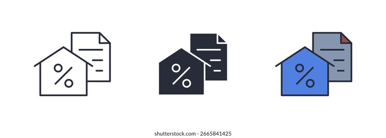 mortgage icon. Line, solid and filled outline colorful version, outline and filled vector sign. Idea Symbol, logo illustration. Vector graphics
