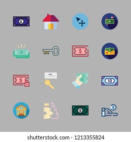mortgage icon set. vector set about house, move, money and key icons set.