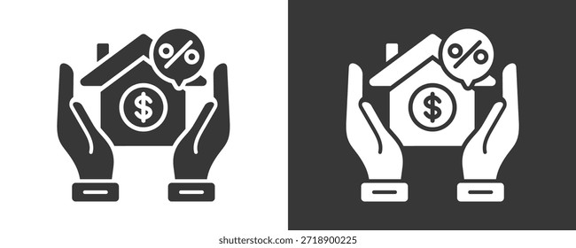 Colección De Vector Del Conjunto Del Icono De La Hipoteca Aislada En Blanco Y Negro