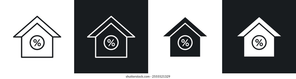 Mortgage icon vector collection in black and white.
