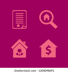 mortgage icon. mortgage vector icons set house buying contract, house seller, search house and house rent