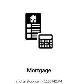 Mortgage icon vector isolated on white background, logo concept of Mortgage sign on transparent background, filled black symbol