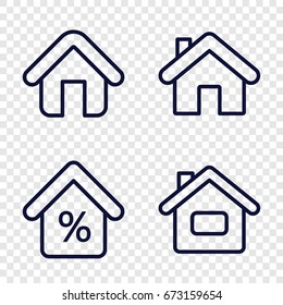 Mortgage icons set. set of 4 mortgage outline icons such as home