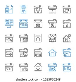 mortgage icons set. Collection of mortgage with house, sold, home, real estate. Editable and scalable mortgage icons.