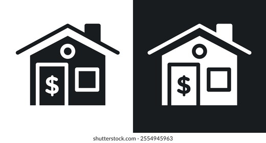 Mortgage icons in solid black and white colors