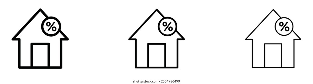 Mortgage icons in tree different stroke sizes