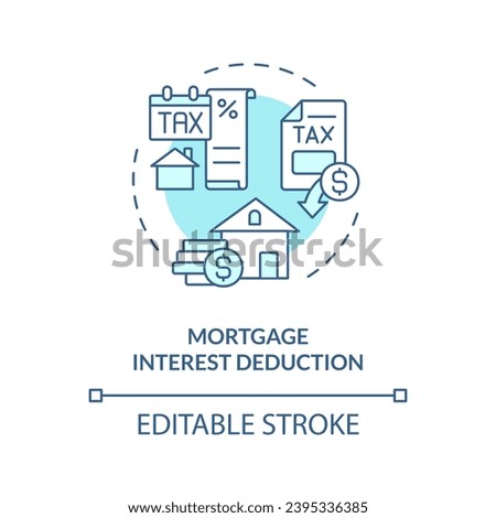 Mortgage interest deduction soft blue concept icon. Special financial benefit for taxpayer. Tax relief. Round shape line illustration. Abstract idea. Graphic design. Easy to use in blog post