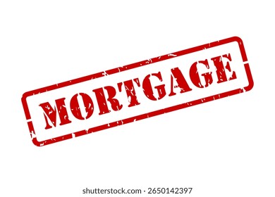 Mortgage label in stencil lettering as an isolated red rubber stamp vector
