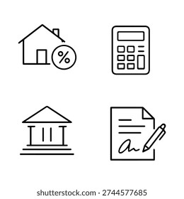 Mortgage line icon set vector 
Vector set of icons on a white background