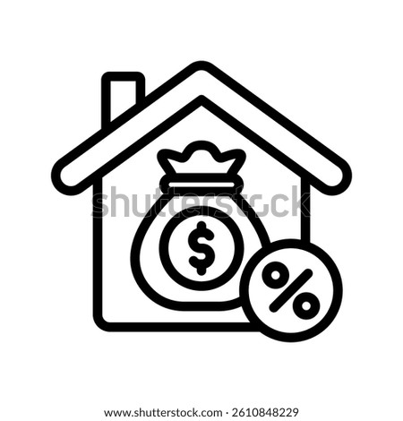 Mortgage Line Vector Illustration On White Background.