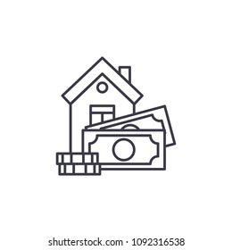 Mortgage linear icon concept. Mortgage line vector sign, symbol, illustration.