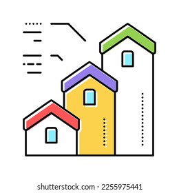 mortgage from little to big house color icon vector. mortgage from little to big house sign. isolated symbol illustration